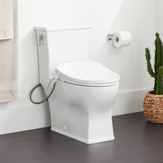 Carraway 1.28 GPF One Piece Elongated Chair Height Toilet in White/Chrome