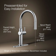 Kohler Crue Touchless Pull-Down Kitchen Sink Faucet with Voice Activation and Three-Function Sprayhead in Polished Chrome | product photo