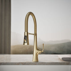 Kohler Graze Single Handle Kitchen Faucet with 21-9/16" Spout in Vibrant French Gold | product photo