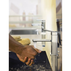 90 Degree Single Hole Bathroom Faucet with Drain Assembly in Chrome | product photo