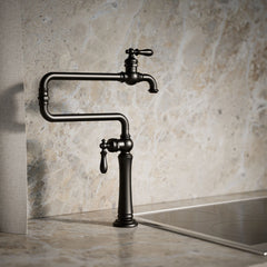 Kohler Artifacts Single-Hole Deck-Mount Pot Filler with Extended Spout in Matte Black | product photo