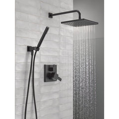 Modern 14 Series Square Rain Shower System Faucet Set, Rainfall Matte Black Shower Head and Handle Set, Valve Trim Kit, 10 Inch, Matte Black | product photo