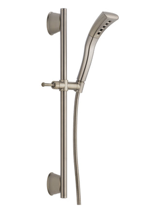 Universal Showering Components Slide Bar Full/Standard Handheld Shower Head with H2Okinetic Technology in Stainless