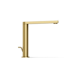 Kohler Composed Single Hole Bathroom Faucet with Drain Assembly in Vibrant Brushed Moderne Brass | product photo