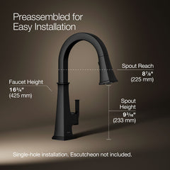 Kohler Riff Pull-Down Kitchen Sink Faucet with Three-Function Sprayhead, Single-Handle Kitchen Faucet | product photo