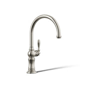 Artifacts Single-Hole Kitchen Faucet with Swing Spout, Arc Spout Design in Vibrant Polished Nickel