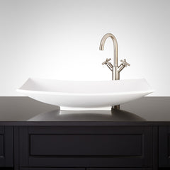 25" Violette Matte Finish Resin Vessel Sink in White | product photo
