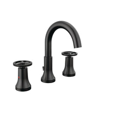 Trinsic Widespread Bathroom Faucet 3 Hole with Wheel Handle, 2-handle Bathroom Sink Faucet in Black | product photo