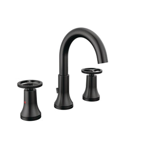 Trinsic Widespread Bathroom Faucet 3 Hole with Wheel Handle, 2-handle Bathroom Sink Faucet in Black
