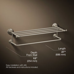 Kohler Artifacts Hotelier Wall Shelf in Vibrant Brushed Nickel | product photo