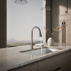 Kohler Artifacts Touchless Pull Down Kitchen Sink Faucet with Three-Function Sprayhead in Vibrant Stainless | product photo