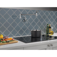 Traditional Chrome Pot Filler Kitchen Faucet, Wall Mount Kitchen Faucet, Chrome | product photo
