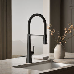 Kohler Graze Single-Handle Semi-Professional Kitchen Sink Faucet With 24-5/16-In Spout in Matte Black | product photo