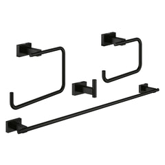 Essentials Cube 4 Piece Bathroom Hardware Set in Matte Black | product photo