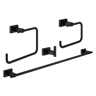 Essentials Cube 4 Piece Bathroom Hardware Set in Matte Black