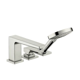 Metropol Single Handle Deck Mounted Roman Tub Faucet Trim with Diverter and Handshower in Brushed Nickel