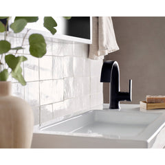 Doux Single Hole Bathroom Faucet with Drain Assembly in Matte Black | product photo