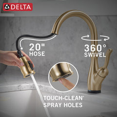 Leland Touch2O Kitchen Faucet with Touchless Technology in Gold | product photo