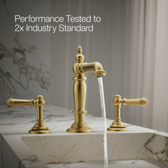 Kohler Artifacts Widespread Bathroom Faucet Spout with Drain Assembly in Vibrant Brushed Moderne Brass | product photo