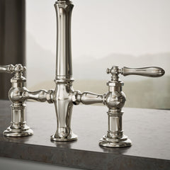 Kohler Artifacts Bridge Faucet in Vibrant Polished Nickel | detail photo