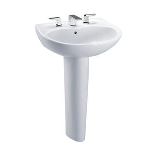 Supreme® Oval Basin Pedestal Bathroom Sink with CEFIONTECT for 8 Inch Center Faucets, Cotton White