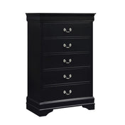 5-Drawer Chest in Black Okume Veneer with Antique Brass Tone Handles