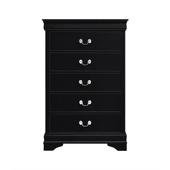 5-Drawer Chest in Black Okume Veneer with Antique Brass Tone Handles