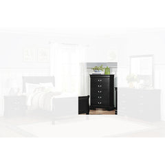 5-Drawer Chest in Black Okume Veneer with Antique Brass Tone Handles