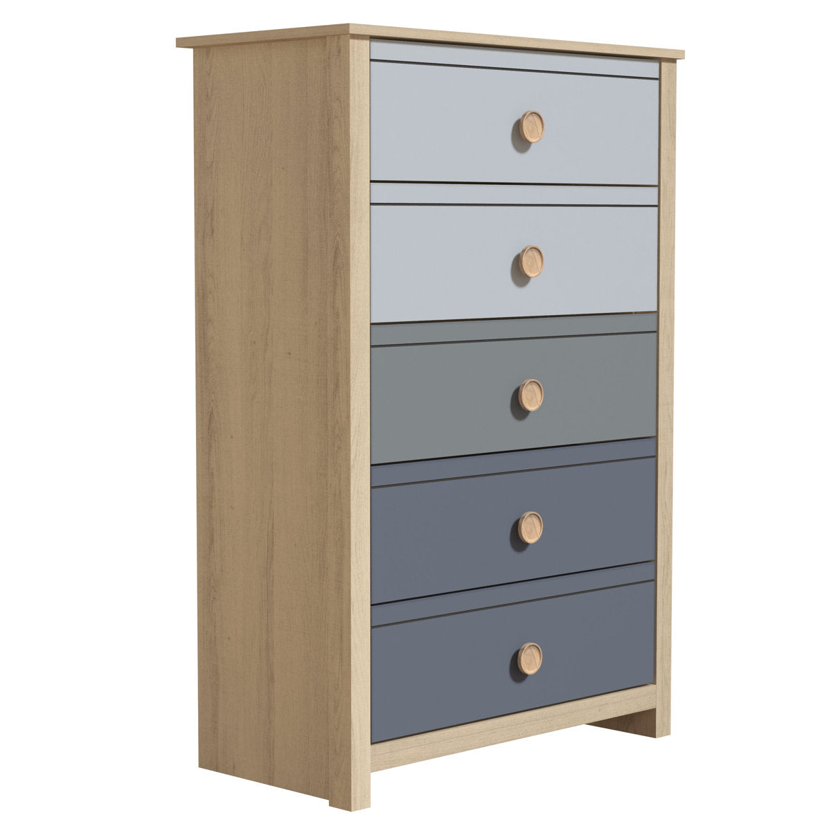 5-Drawer Chest in Manufactured Wood with Wood Handles