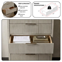 5-Drawer Chest in Solid Wood and MDF with Fluted Fronts