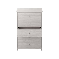 5-Drawer Chest, Manufactured Wood, Dusty Gray Oak, Metal Knobs