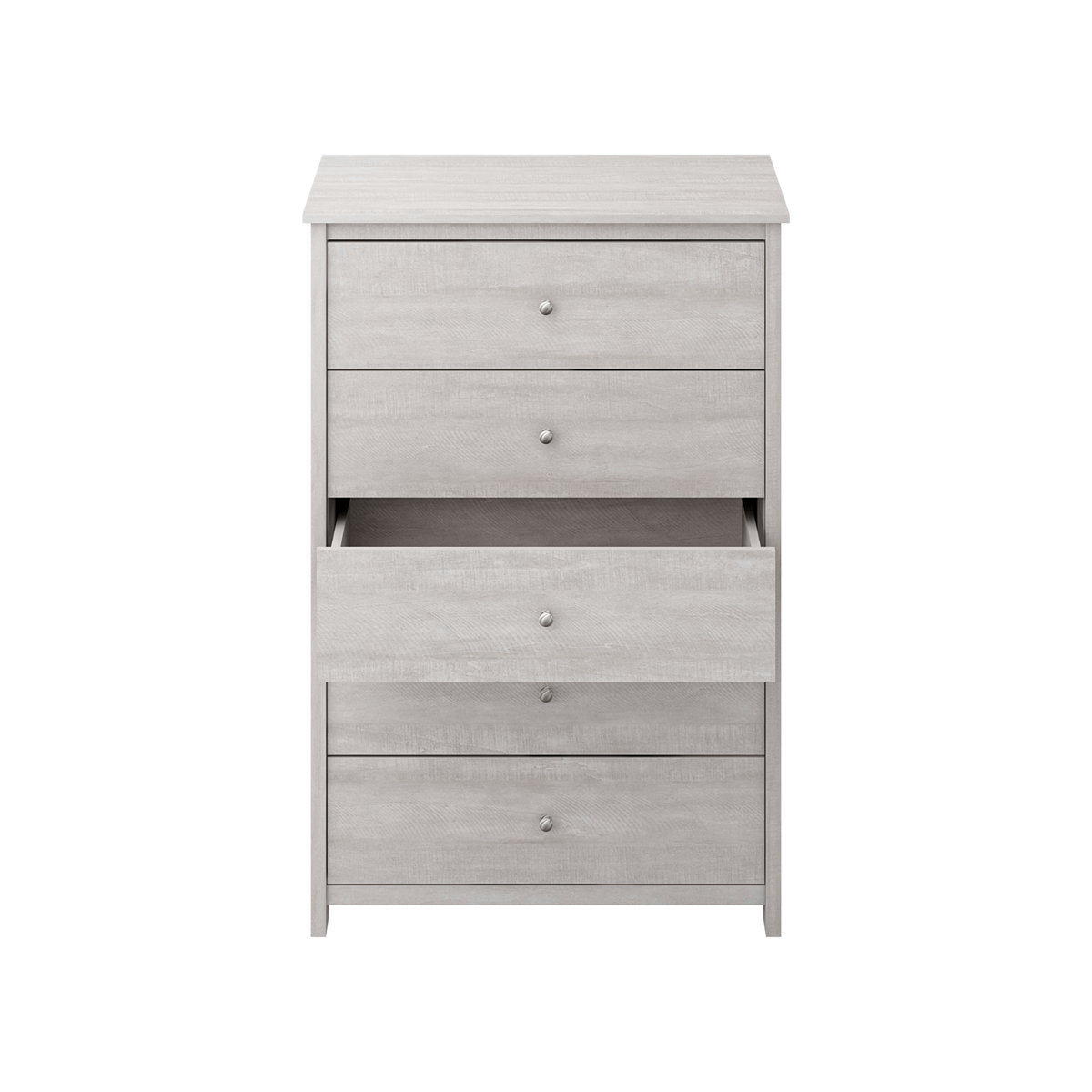 5-Drawer Chest, Manufactured Wood, Dusty Gray Oak, Metal Knobs