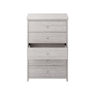5-Drawer Chest, Manufactured Wood, Dusty Gray Oak, Metal Knobs
