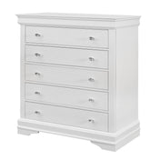5-Drawer Chest, Solid and Manufactured Wood, White, Metal Handles