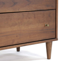5-Drawer Chest, Solid Wood Frame with Tapered Legs, Brushed Walnut