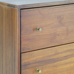 5-Drawer Chest, Solid Wood Frame with Tapered Legs, Brushed Walnut