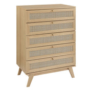 5-Drawer Chest with Rattan Weave Drawer Fronts, Natural