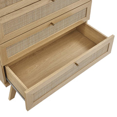 5-Drawer Chest with Rattan Weave Drawer Fronts, Natural