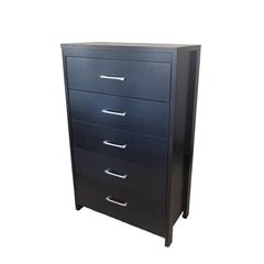 5-Drawer Dresser, Black Manufactured Wood, Metal Handles