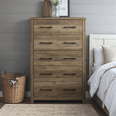 5-Drawer Dresser in Manufactured Wood with Metal Handles