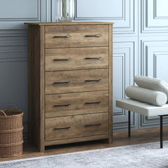 5-Drawer Dresser in Manufactured Wood with Metal Handles