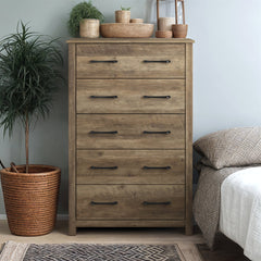 5-Drawer Dresser in Manufactured Wood with Metal Handles