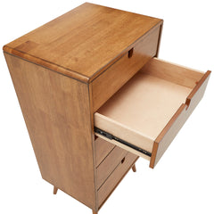 5-Drawer Dresser in Solid and Engineered Wood with Splayed Legs, Oak