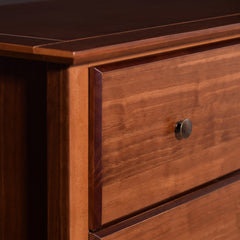 5-Drawer Dresser, Walnut Pine Wood with Metal Knobs