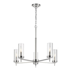 5-Light Chandelier with Clear Glass Shades in Chrome