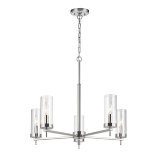5-Light Chandelier with Clear Glass Shades in Chrome