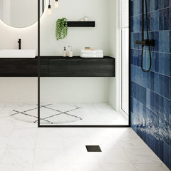 RainDrain 4" x 4" Tileable Drain Cover in Matte Black | product photo