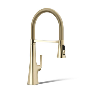 Graze Single Handle Kitchen Faucet in Vibrant French Gold