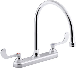 1.5 gpm Triton Bowe Kitchen Sink Faucet with 9-5/16 In. Gooseneck Spout, Aerated Flow and Wristblade Handles in Polished Chrome