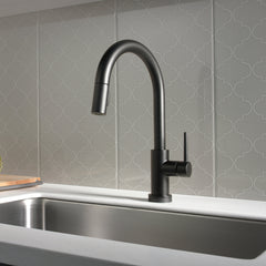 Trinsic Matte Black Touch Kitchen Faucet with Pull Down Sprayer | product photo